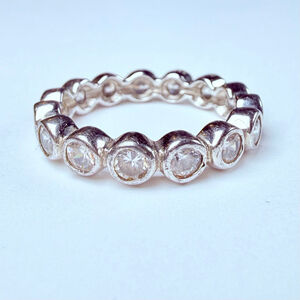 Eternity 1 CT Cubic Zirconia CZ Sterling 925 Silver Infinity Stack Band Ring